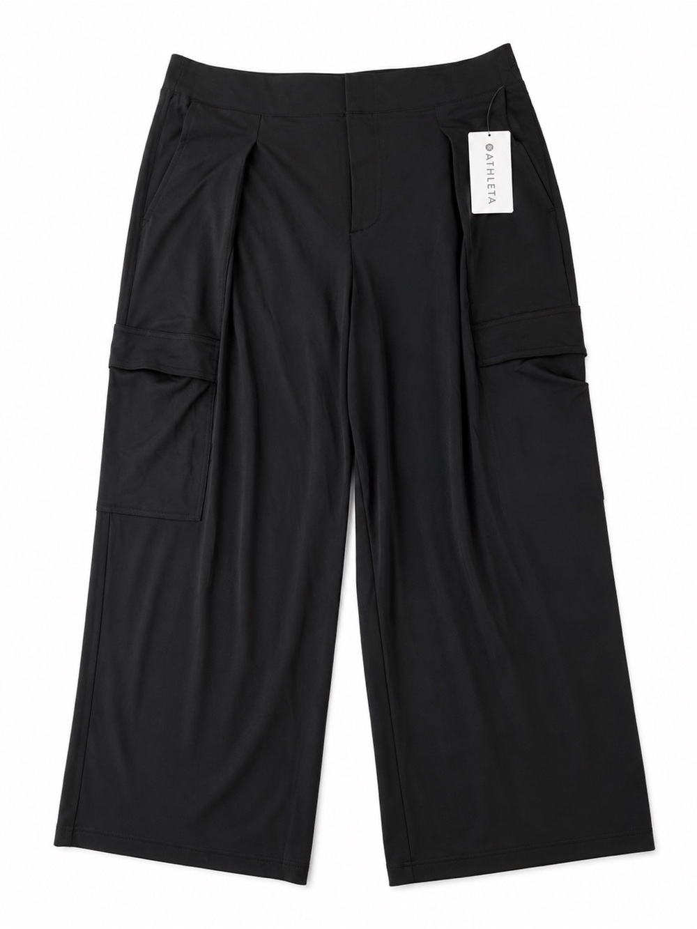 Athleta Black Wide-Leg Cargo Trousers